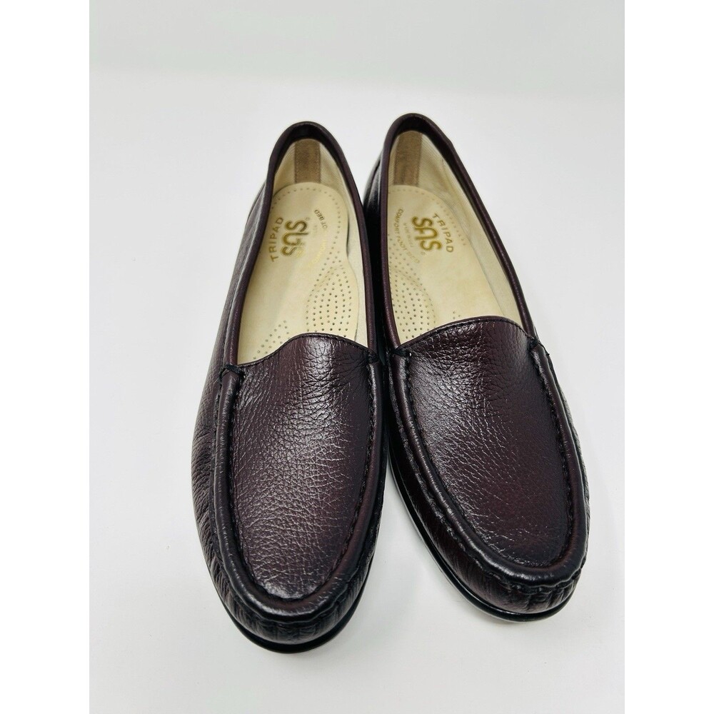 SAS Simplify Womens 6 S Slim Burgundy Leather Loafers Comfort Shoes USA Made